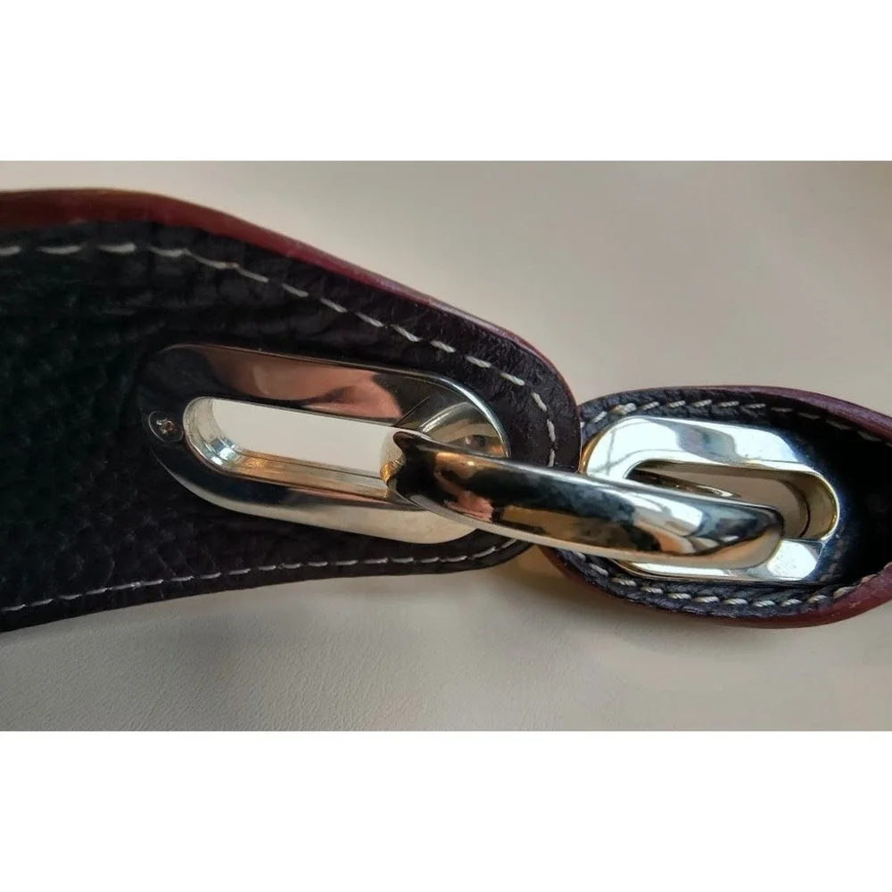 Guia's Oxblood Leather‎ Hobo Shoulder Bag Large Silver Hardware & Buckle Accents